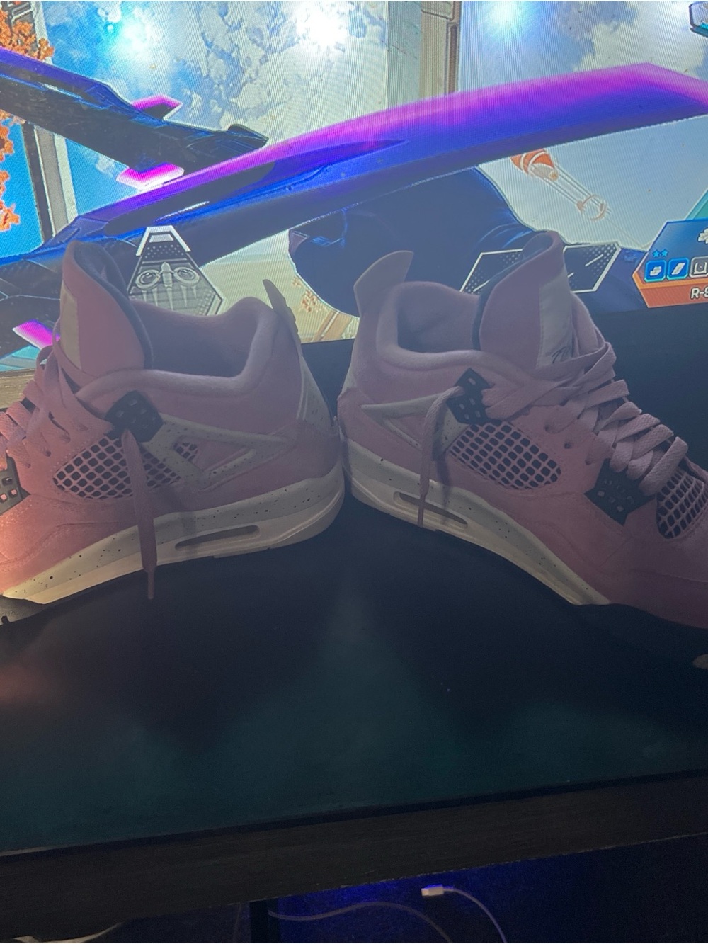 Jordan Pink and White Retro-Style Women's Sneakers - Picture 2 of 4